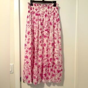 Pink Smocked A-Line Maxi Skirt for Resort Wear